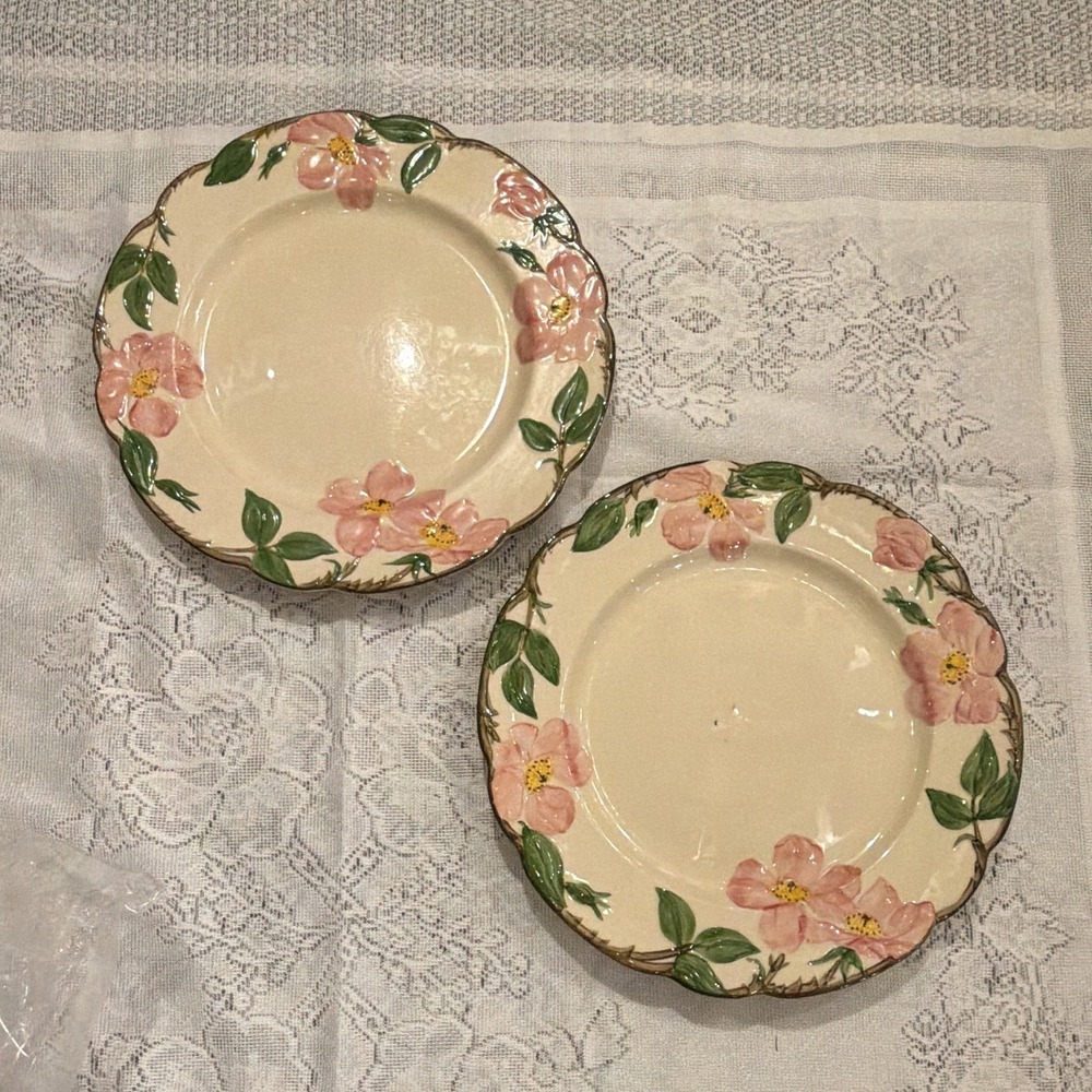 Vintage Franciscan Desert Rose Dinner Plates 10.5" Set of 2 Made in California